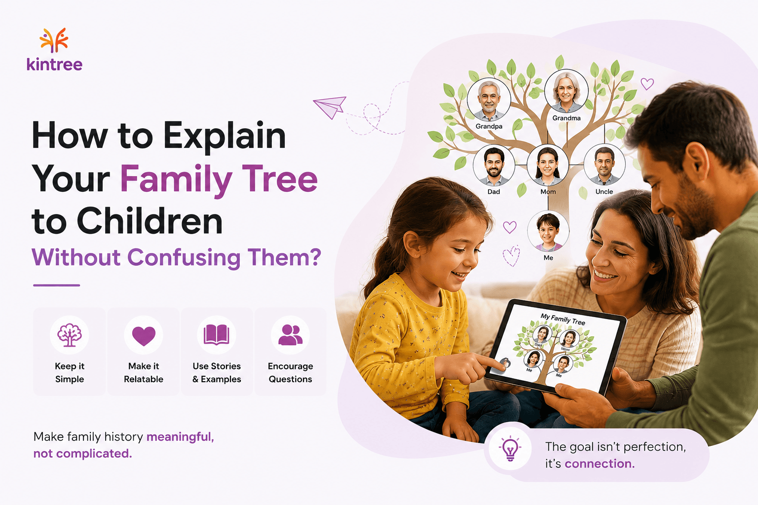 How to Explain Your Family Tree to Children Parents explaining a family tree to a child using a digital family tree app
